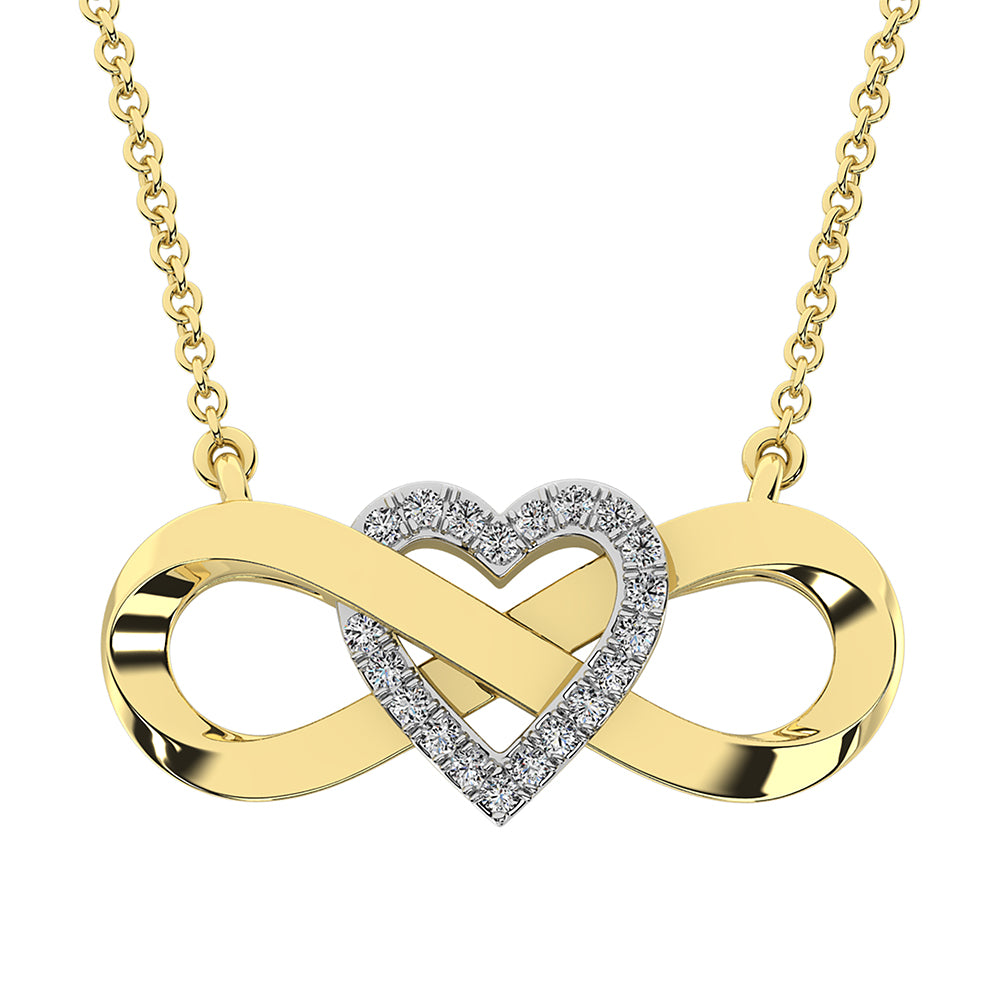 10K Yellow Gold 1/20 Ct.Tw. Diamond Infinity Pendant With Heart ...