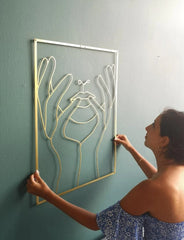 Hands On Face - Gold Wall Art