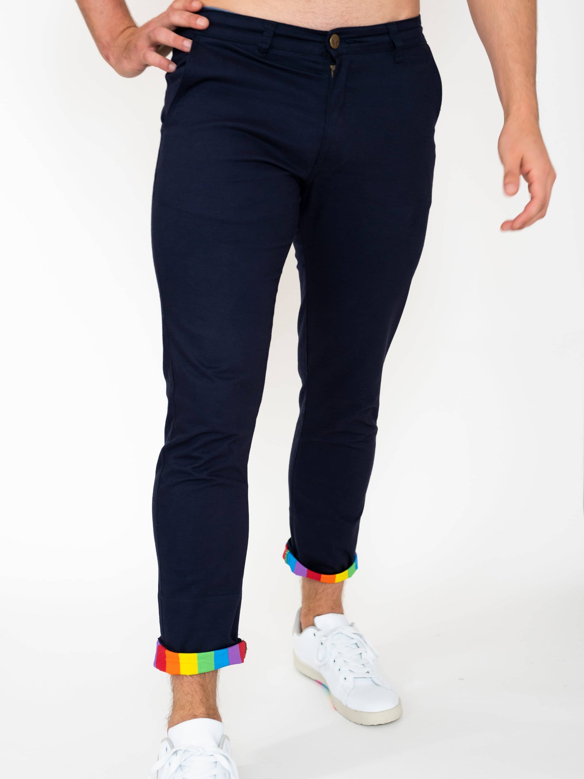 Navy Roll-up Rainbow Chinos - Pride Pants - Us.Bunny.Style