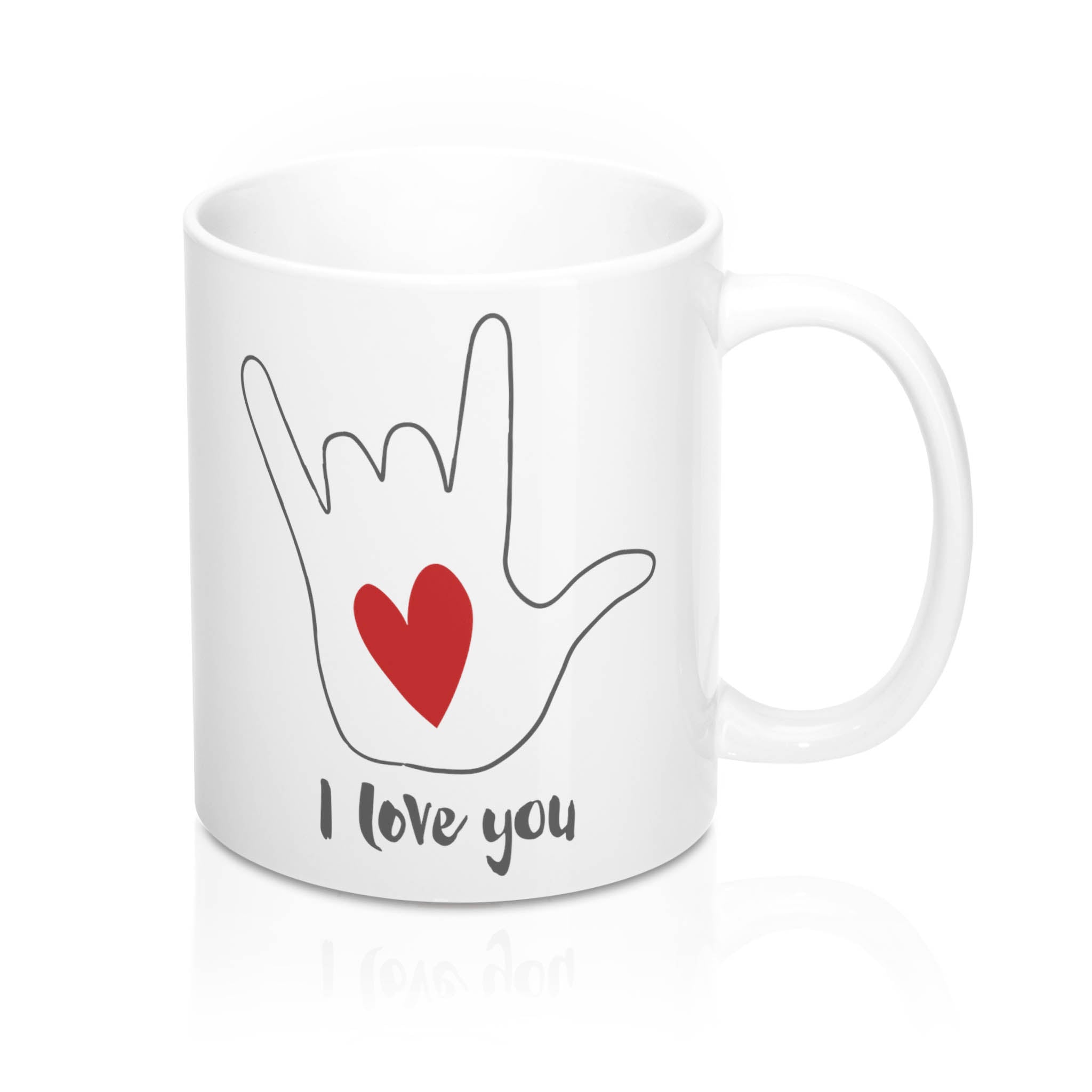 Mug I Love You Sign Language Hand Symbol With Red Heart Colorbee Creative