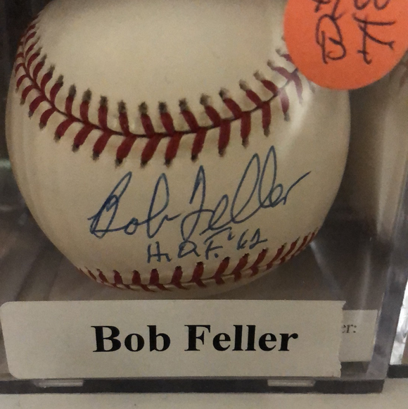 Bob Feller autographed MLB baseball HOF 62 – LW Sports