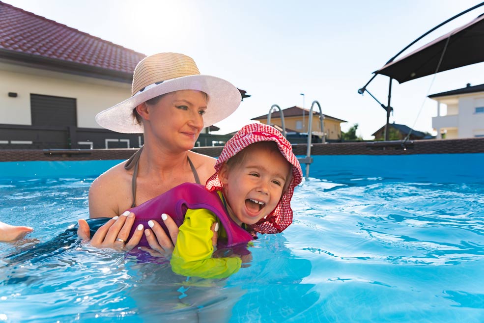 Mother and Child Swimming