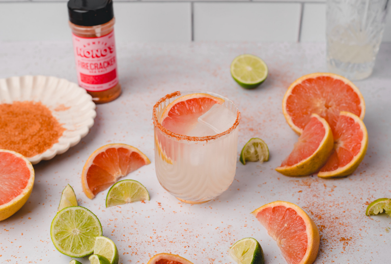 auntie nonos spicy grapefruit margaritas with a firecracker sea salt rim 