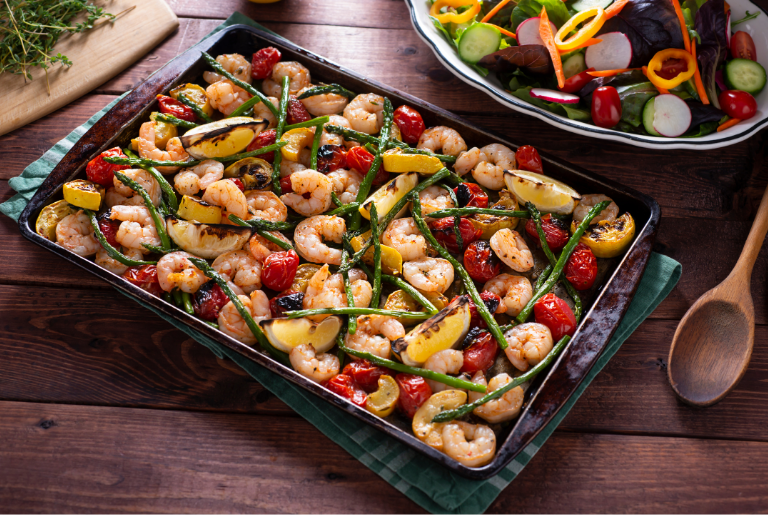 garlic shrimp sheet pan dinner