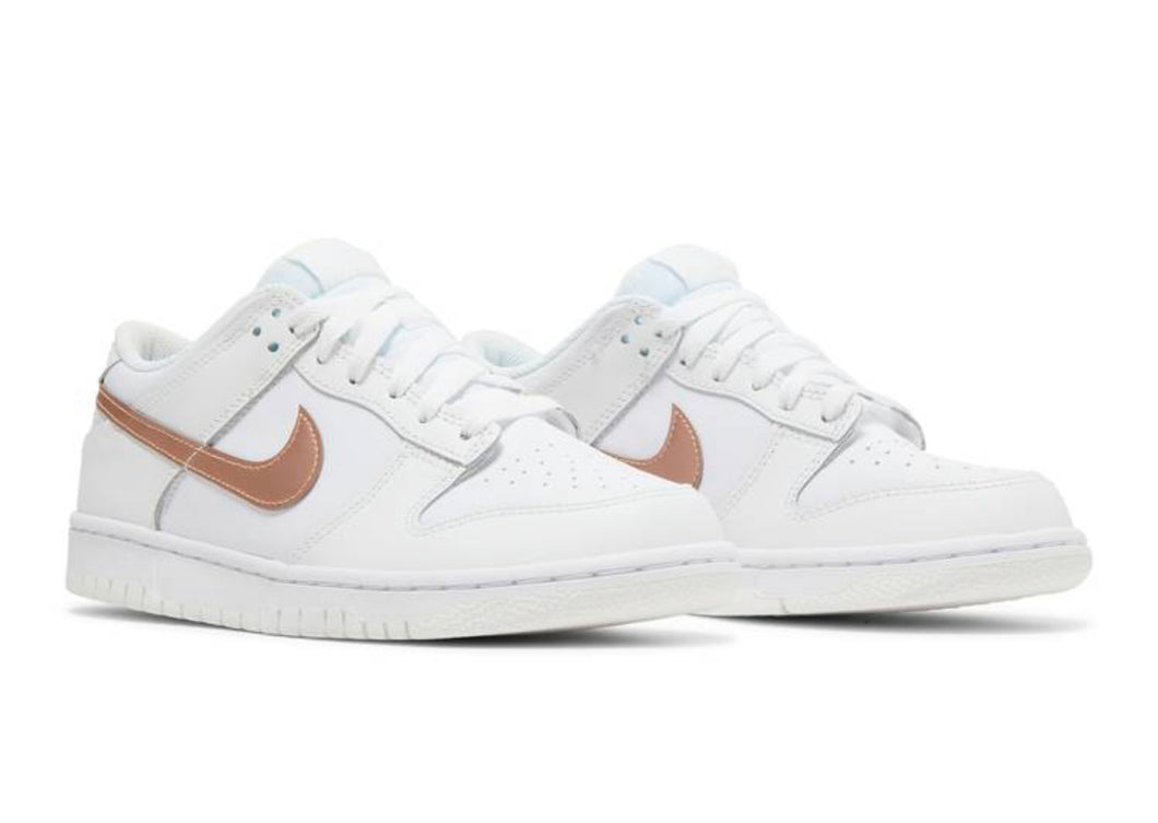 nike dunk low white/metallic red bronze