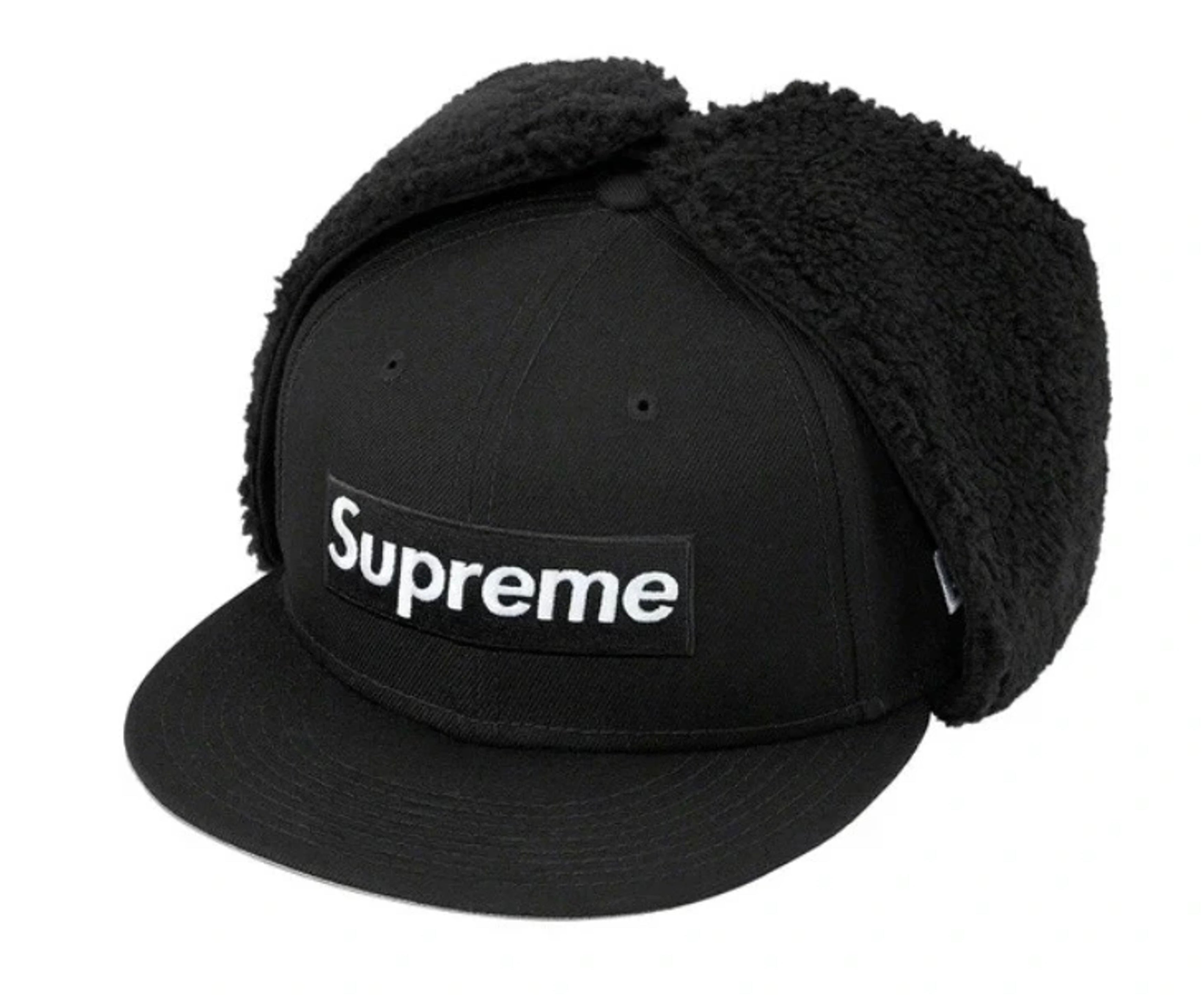 supreme EarflapNewEra black 7 1/2 黒cap-