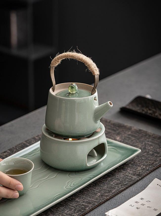 Japanese Candle Tea Electric Ceramic Water Boiling Kettle Tea Making Device  Heat-Resistant Loop-Handled Teapot