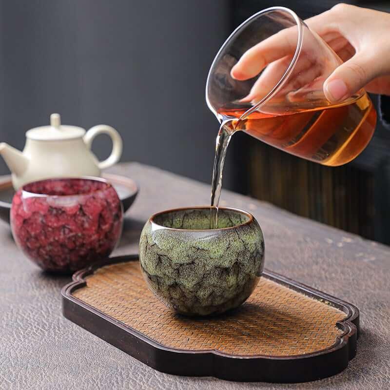 Simple Small Wenge Wood Tea Tray + One Pot Four Cups Dry Brew Set