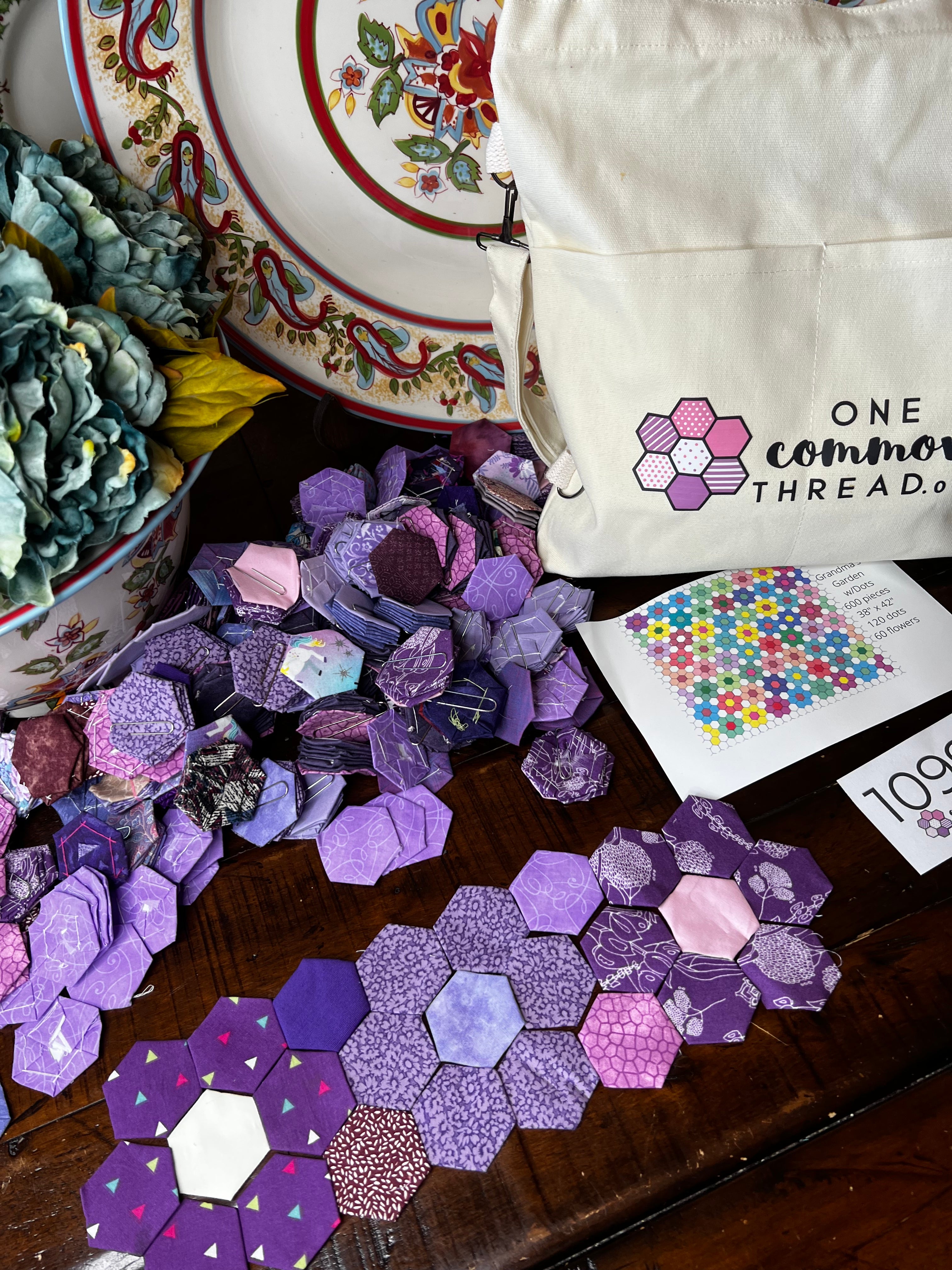 Days of Purple, 1" Hexagons 600 piece, Comfort Throw Quilt Kit
