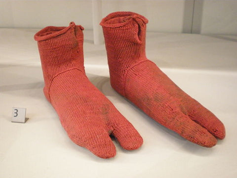 Egyptian knitted socks at the Victoria & Albert Museum