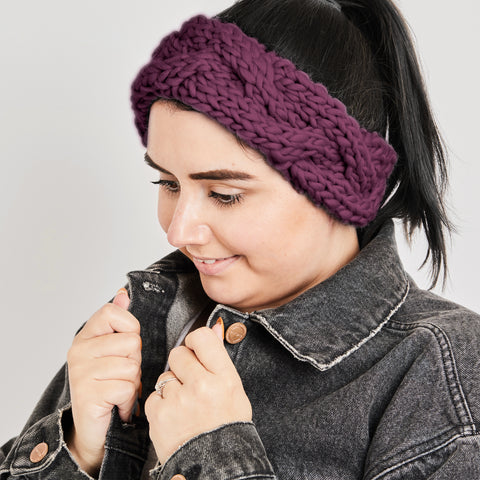 Shop the Chunky Cable Headband PDF knitting pattern and yarn bundle