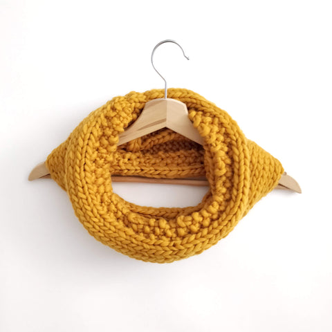 Shop the Easy Cable Snood PDF knitting pattern and yarn bundle