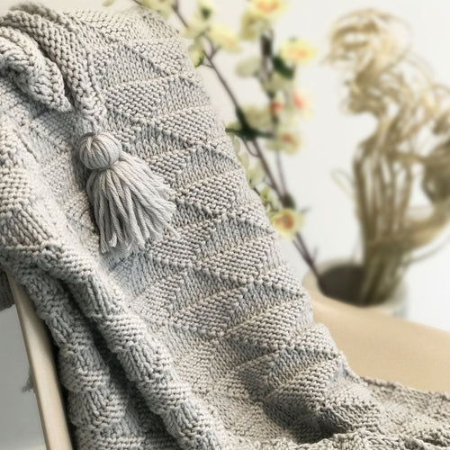 Blanket Knitting Kit. Beginner Knit Kit. Cottagecore Wool Throw