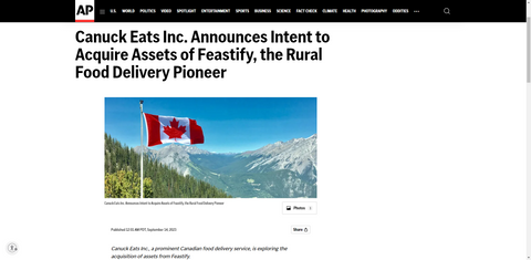 Canuck Eats Inc. Announces Intent to Acquire Assets of Feastify, the Rural Food Delivery Pioneer