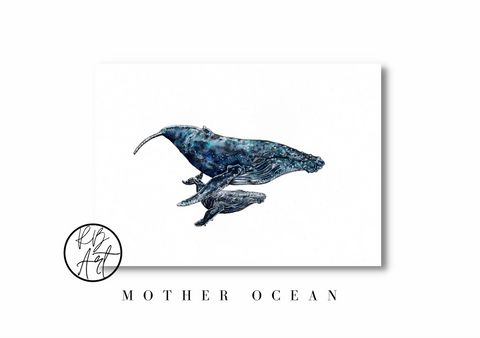 Humpback Whale and Baby Art by Rachel Brooks