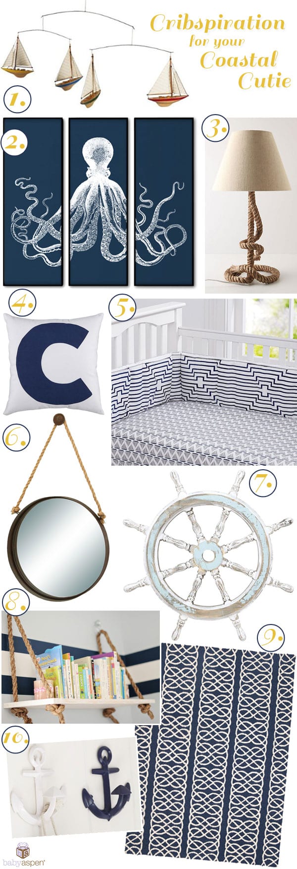 Nautical Nursery Ideas | Nursery Inspiration | Navy Nursery | Baby Aspen | babyaspen.com | blog.babyaspen.com | #cribspiration #babyaspen #nautical 