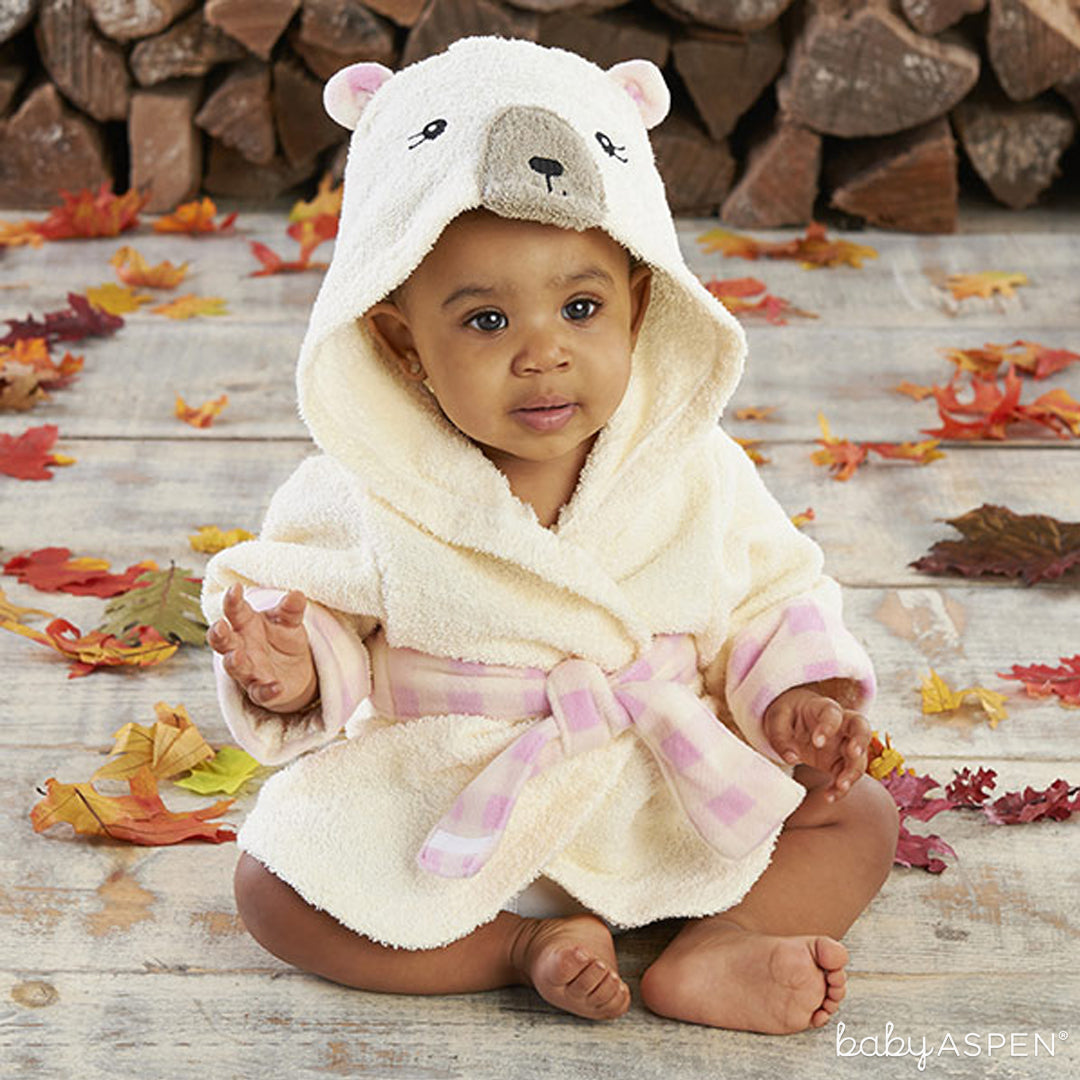 Pink Plaid Bear Robe with Baby | Baby Aspen | Happy Camper Collection