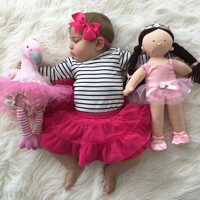 Baby in Tutu with Baby Aspen Flamingo Plush| Fan Photo by  alexandramarie2015 via Instagram | Baby Aspen