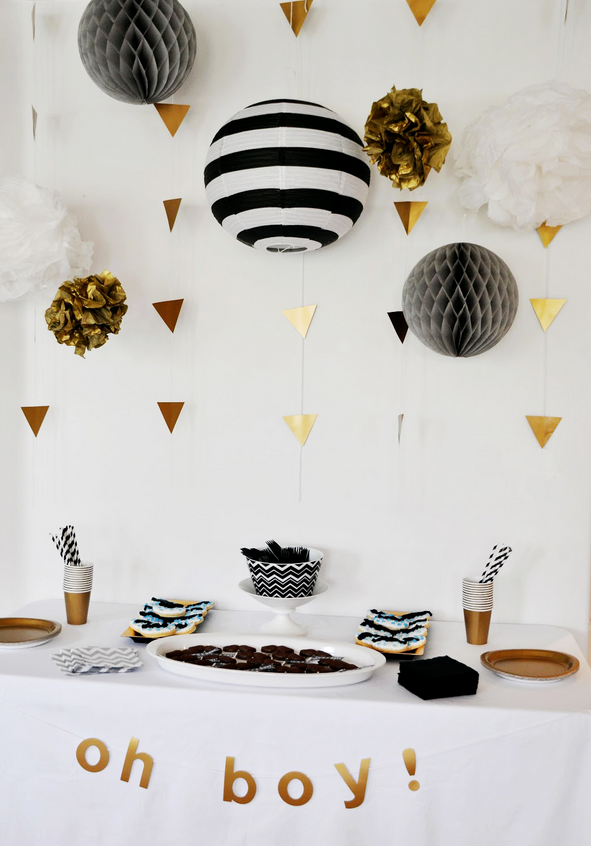Geometric Black White and Gold Baby Shower | Diesel in Bloom