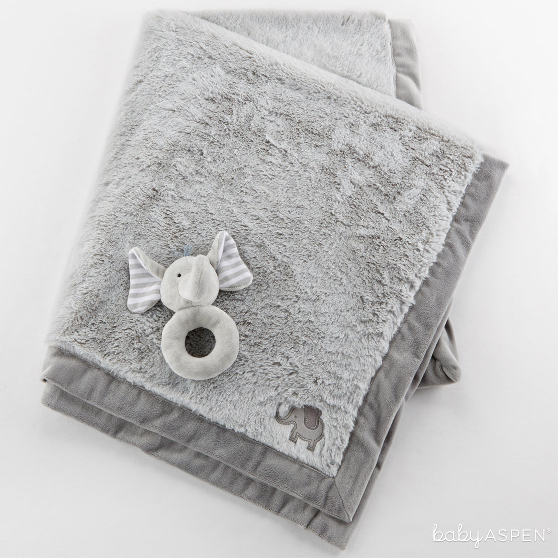 Elephant Blanket & Rattle Set | Sweet Elephant Themed Gifts For Your Little Peanut | Baby Aspen