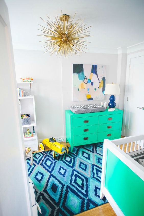 Bright Blue and Teal Boy's Nursery | Barefoot Blonde