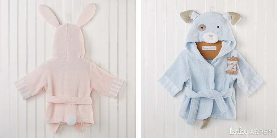 Pink Bunny and Blue Puppy Baby Bath Robes | Baby Aspen