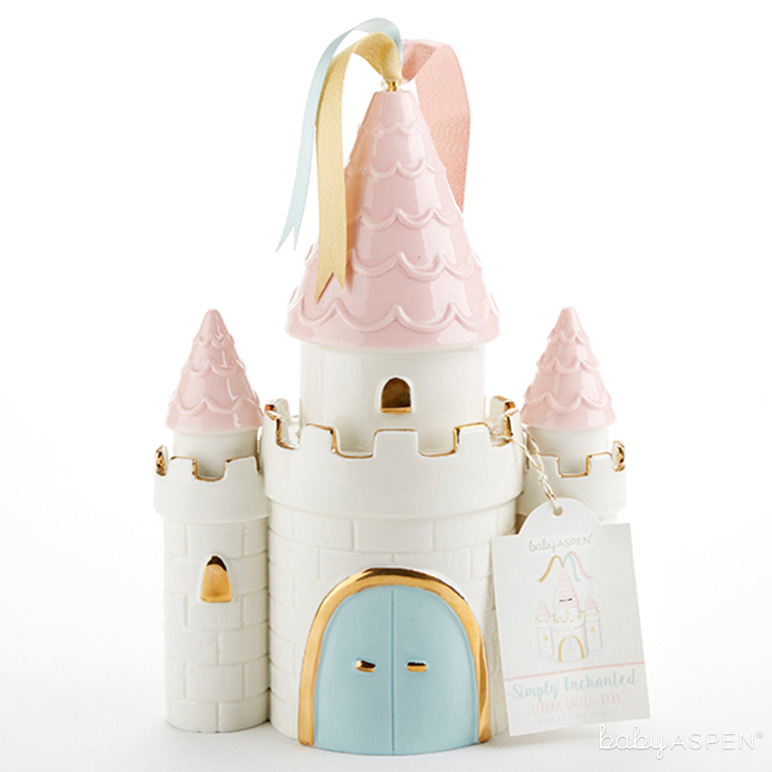 Simply Enchanted Castle Porcelain Bank | Baby Banks You'll Want in Your Nursery | Baby Aspen