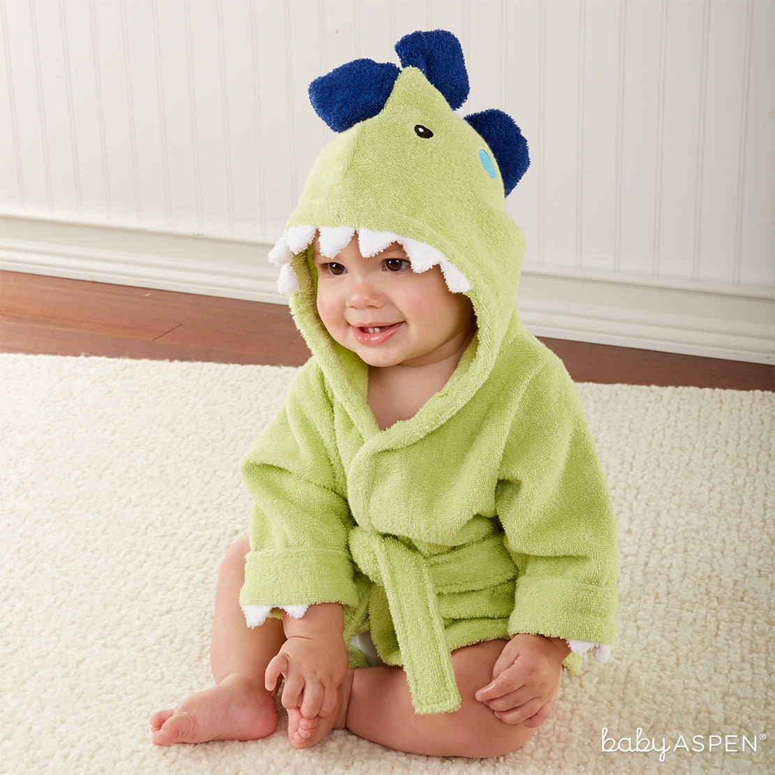 Dino Hooded Bath Robe | 11 Warm Snuggly Bath Robes + Giveaway | Baby Aspen