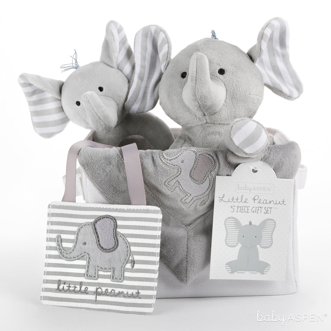 Elephant 5 Piece Gift Set | Sweet Elephant Themed Gifts For Your Little Peanut | Baby Aspen
