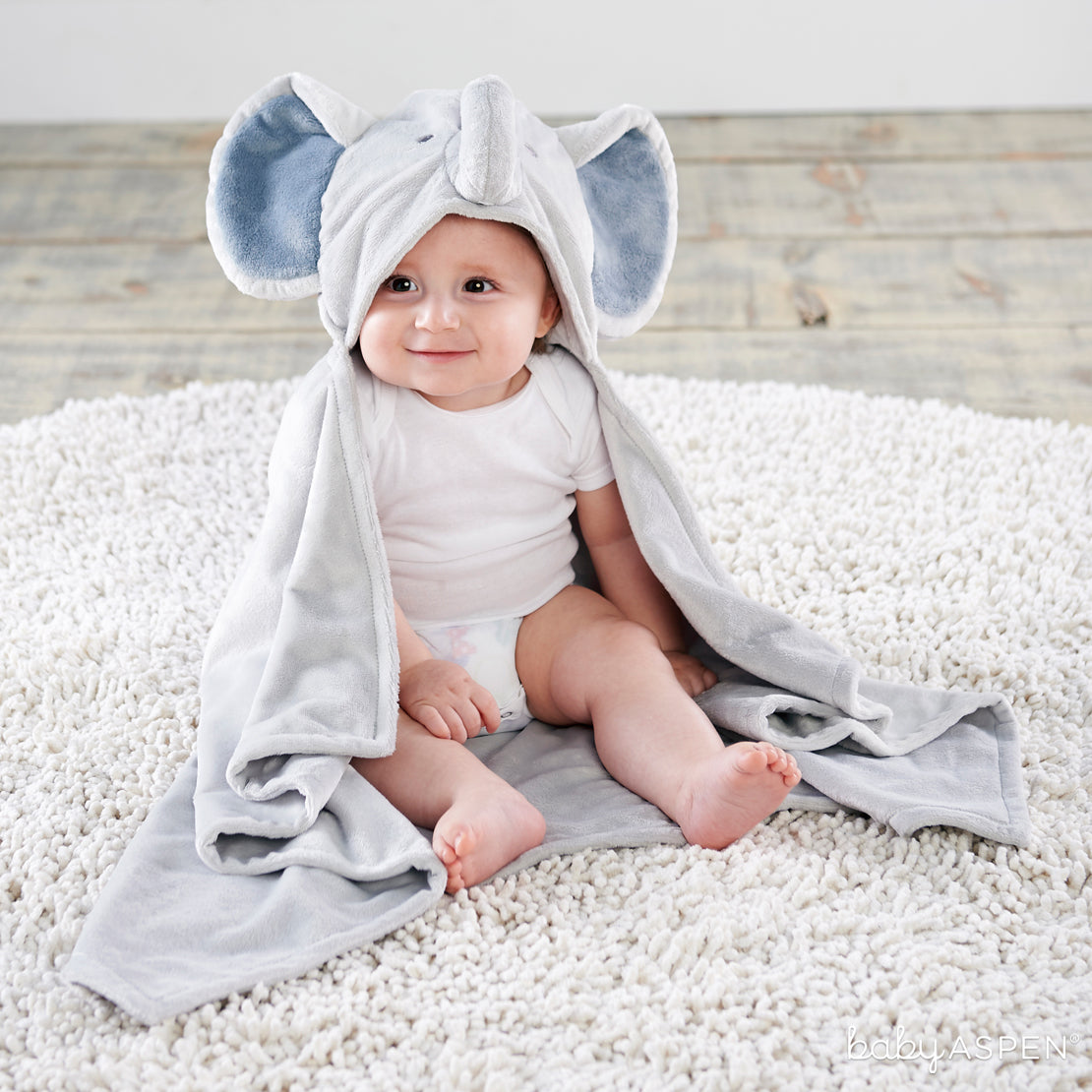Little Peanut Elephant Hooded Blanket | Cozy Blankets & Lovies to Warm Baby this Winter | Baby Aspen