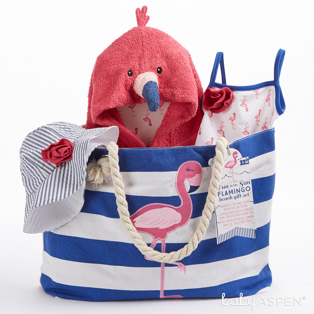 Flamingo Nautical Tote Gift Set | Celebrate Summer With Beach Friendly Baby Gifts | Baby Aspen