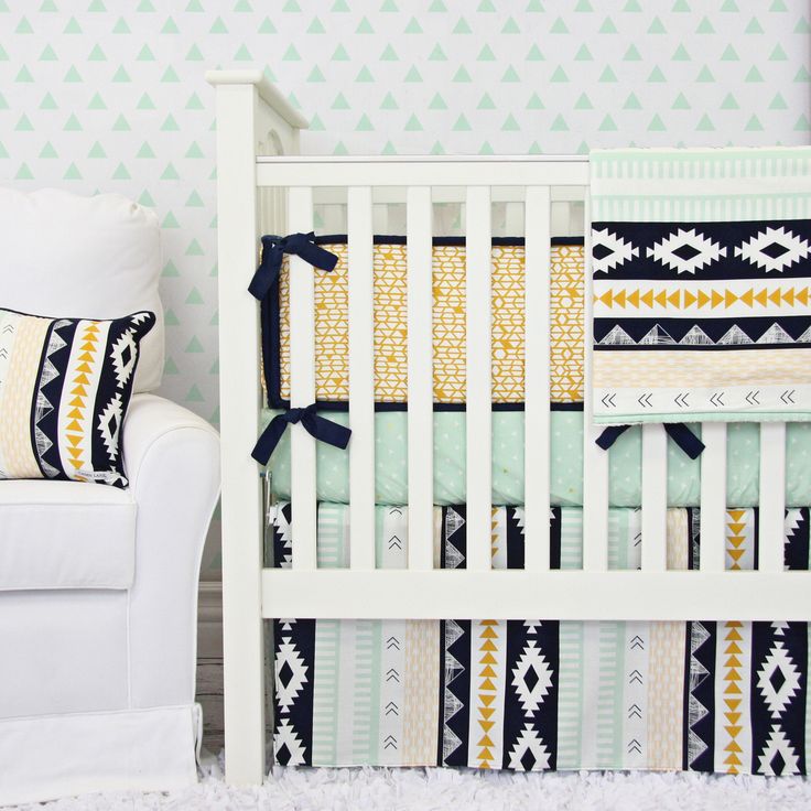 Gold and Mint Aztec Baby Bedding by Canden Lane