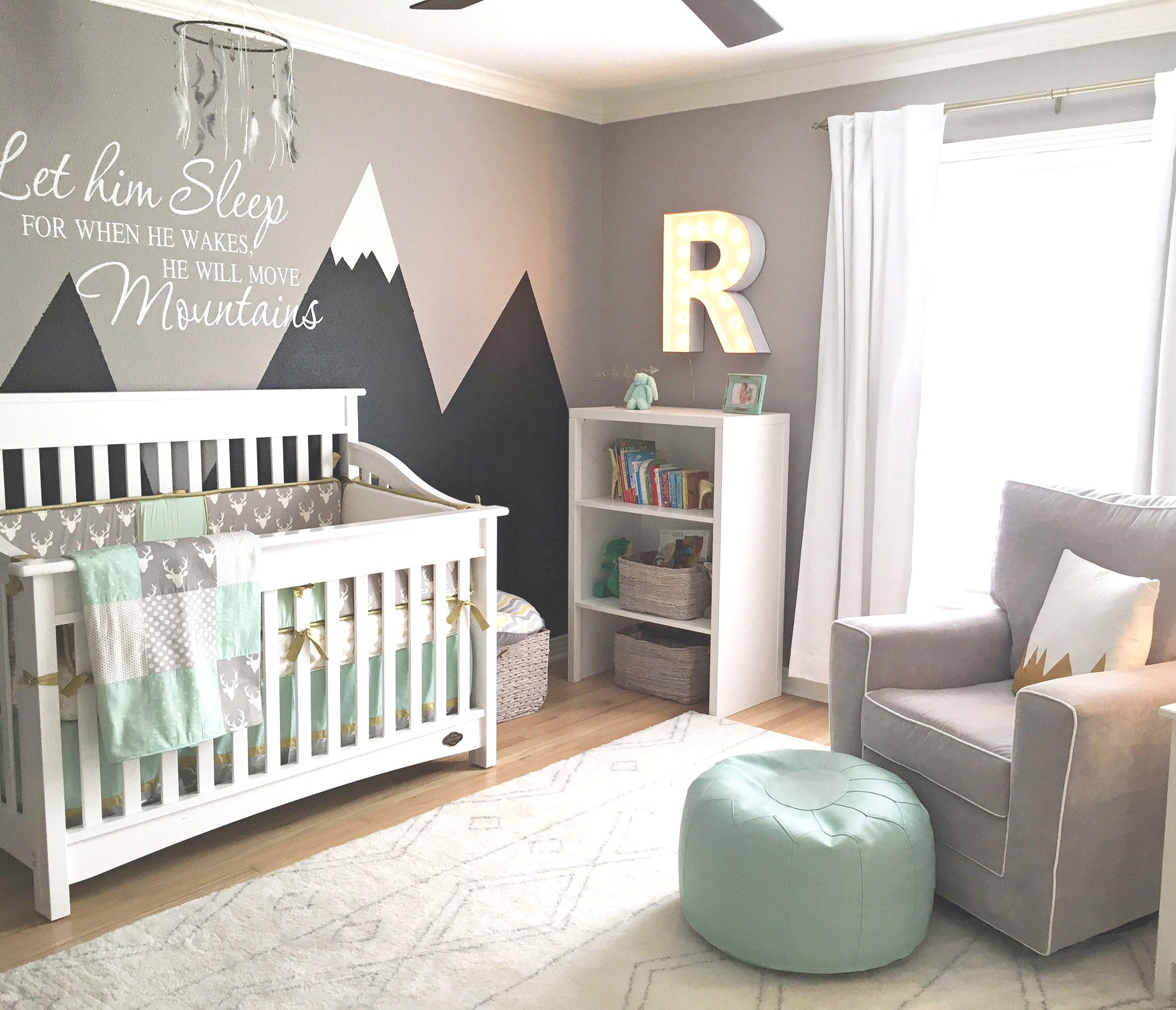 Mint and Gray Mountain Themed Nursery | 5 Trendy and Unique Nursery Themes for 2017 | Baby Aspen