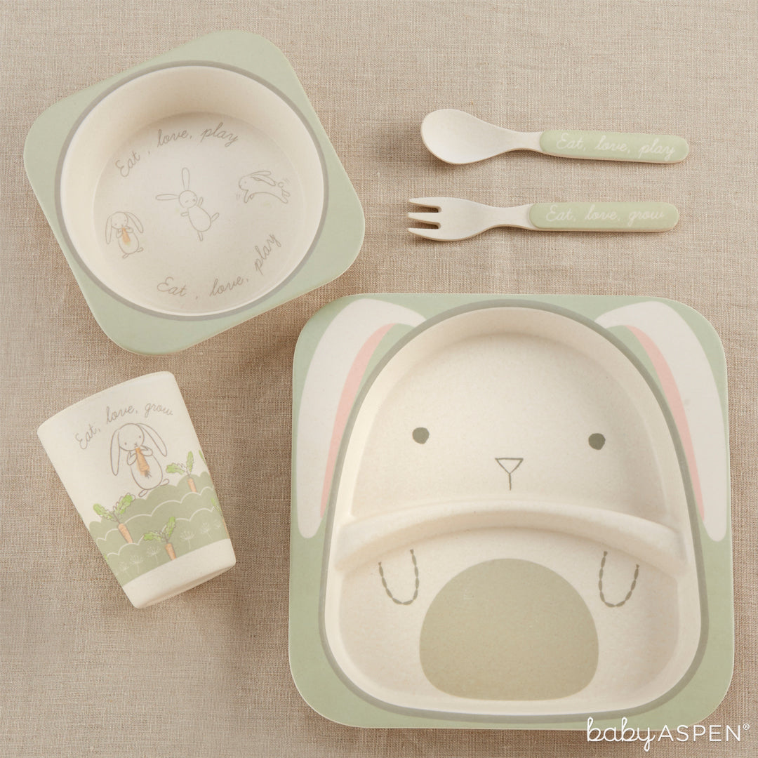 Natural Baby Bamboo Bunny 5-Piece Feeding Set | Natural Baby Collection | Baby Aspen