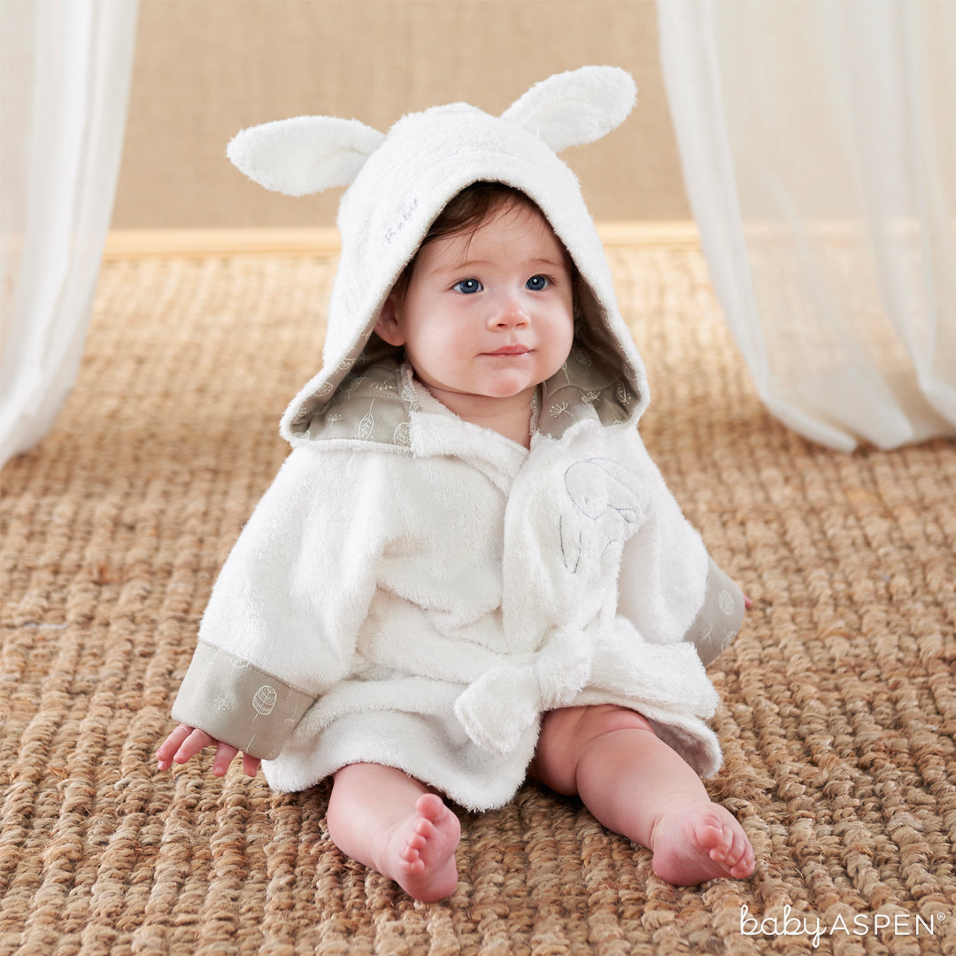 Natural Baby Bamboo Bunny Hooded Spa Robe w Baby | Natural Baby Collection | Baby Aspen