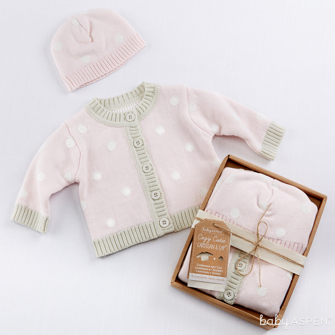 Pink Polka Dot Cardigan and Cap | 9 Ideas to Keep Baby Warm This Winter | Baby Aspen