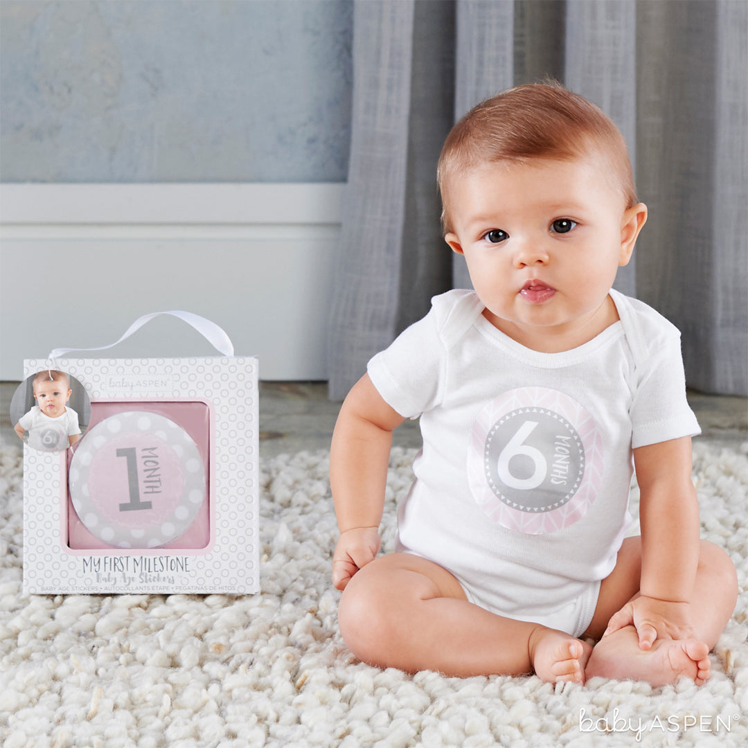 Pink Milestone Stickers with Baby | Baby Gifts for Each New Milestone | Baby Aspen