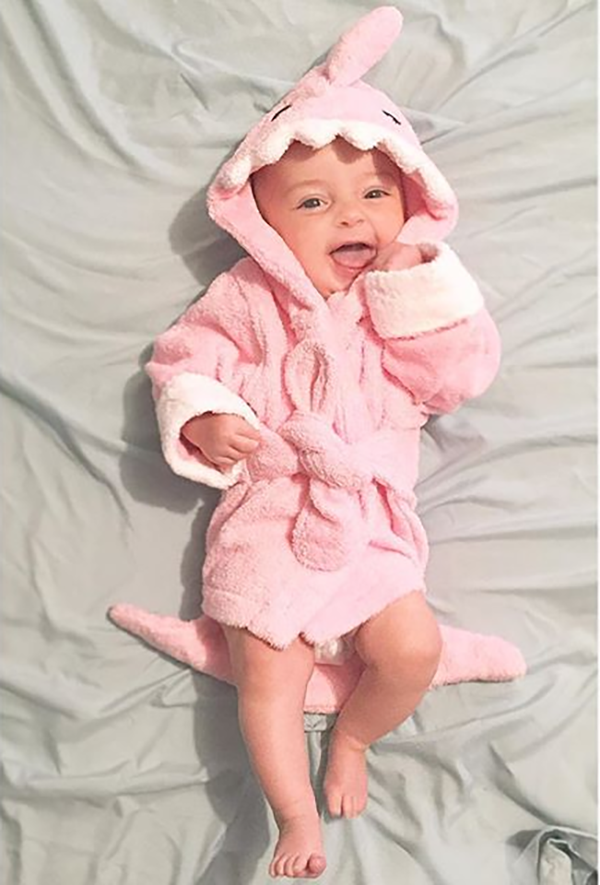 Baby in Pink Shark Robe | Fan Photo by amnicmarlin via Instagram | Baby Aspen