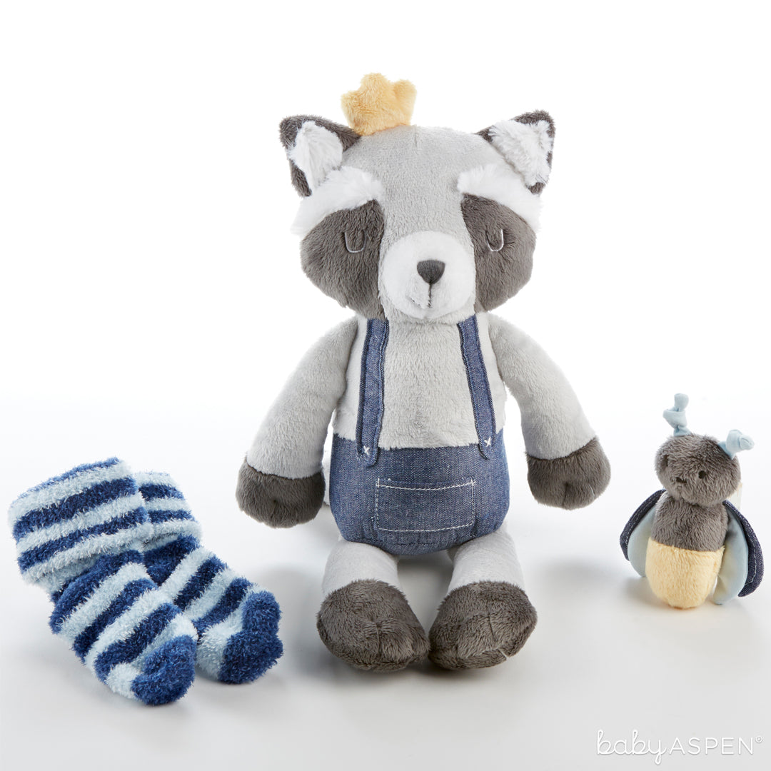 Rusty the Raccoon Plush Plus with Socks and Rattle for Baby | The Perfect Gifts For Your Little Forest Friend | Baby Aspen