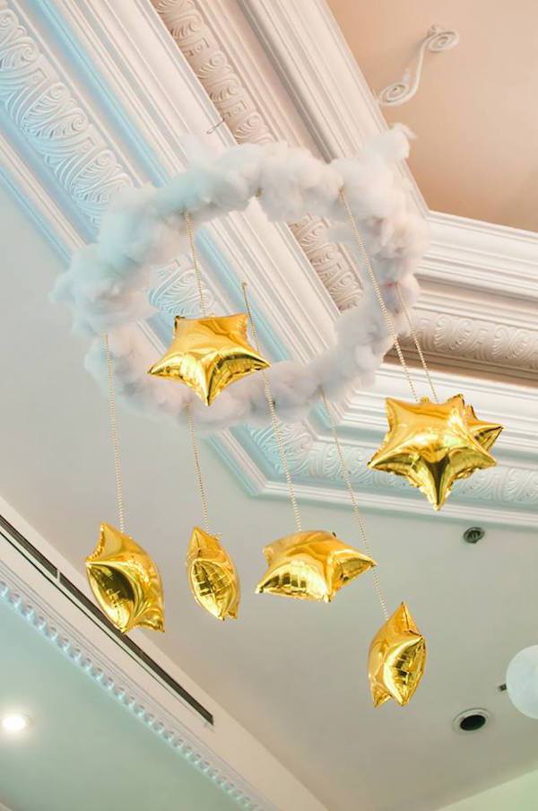 Star Balloons Hanging From Ceiling | Twinkling Star Birthday | Baby And Breakfast