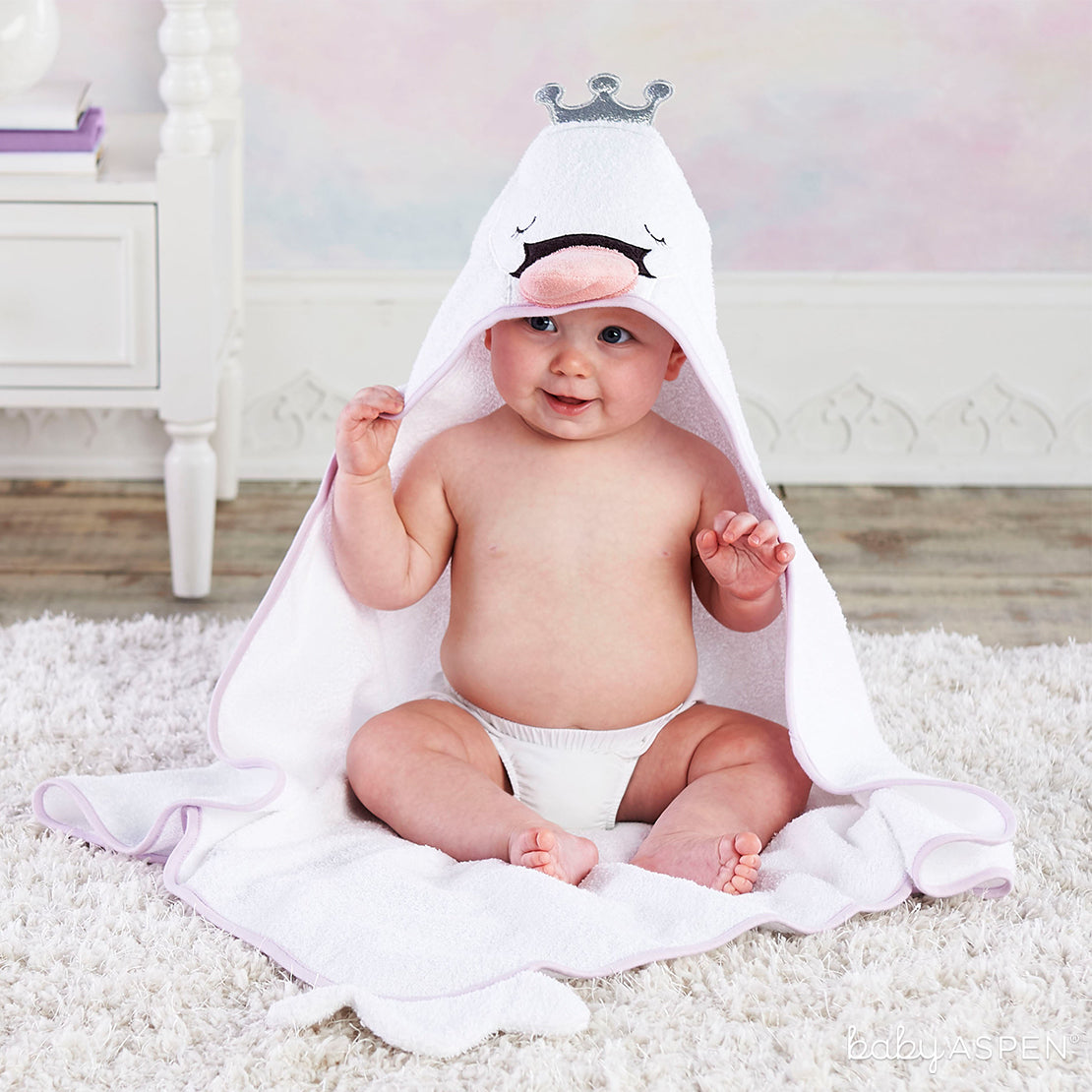 Swan Princess Hooded Towel | The Cutest Baby Hooded Towels | Baby Aspen