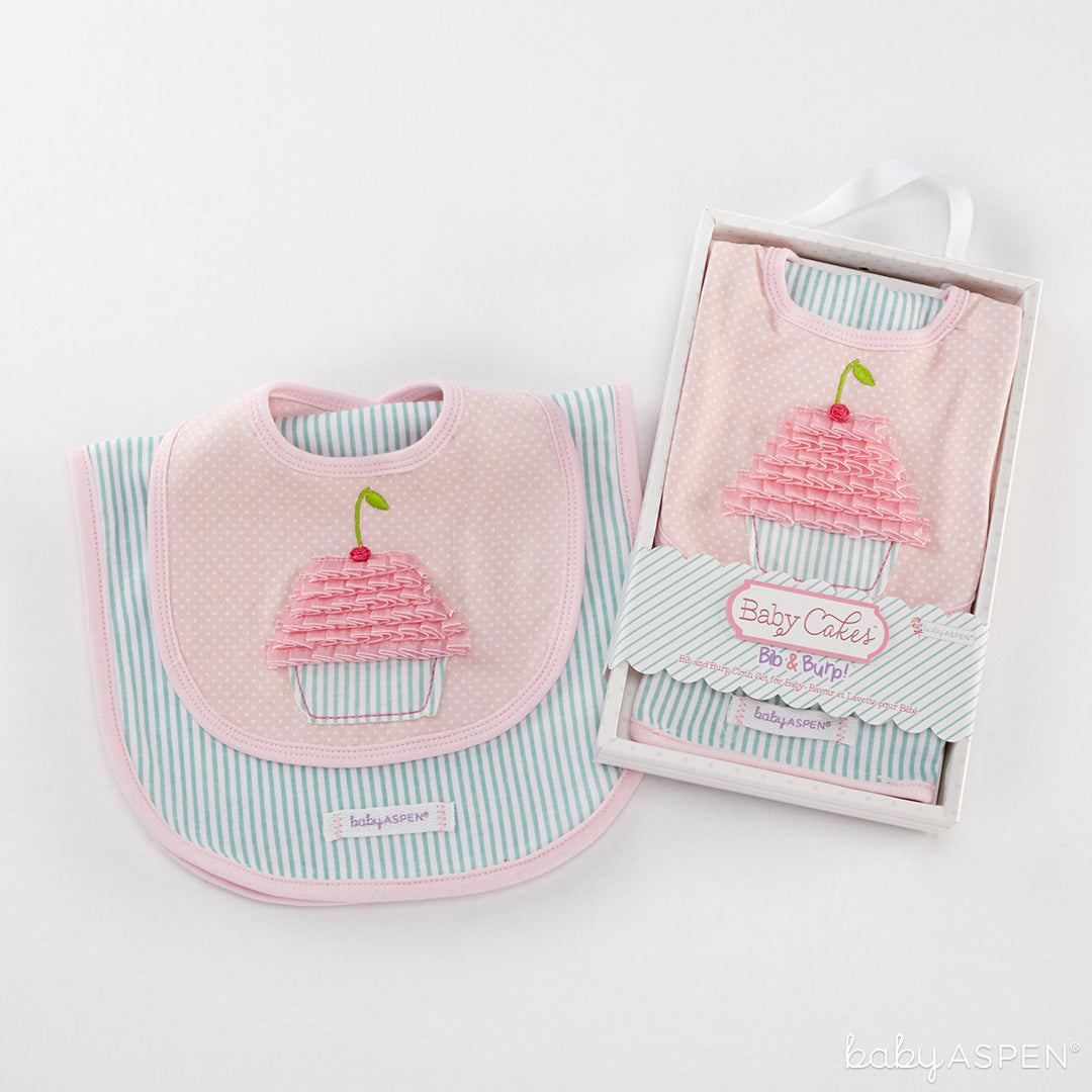 Baby Cakes Bib & Burp Set | 6 Gifts New Moms Need - And Want | Baby Aspen