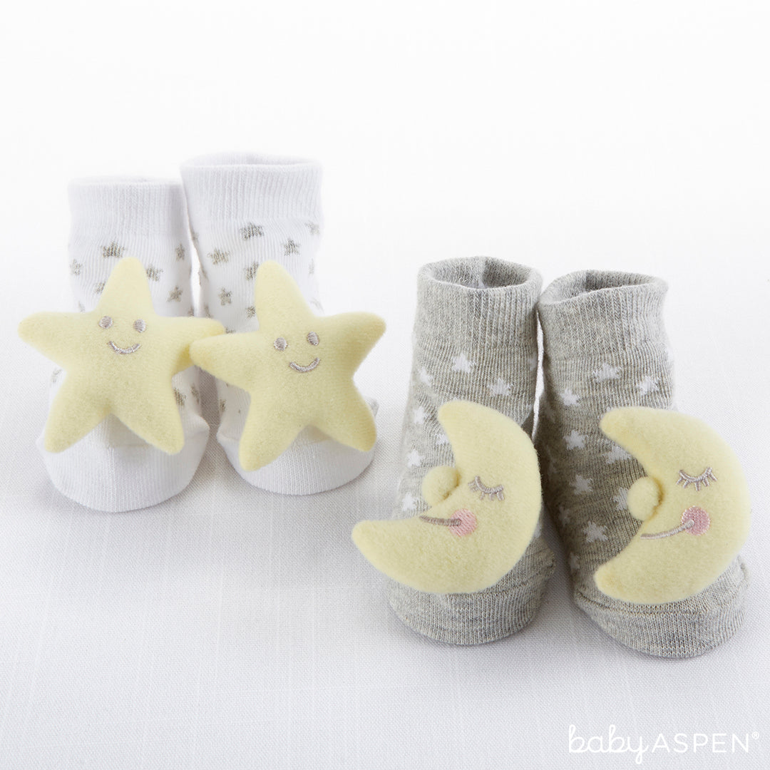 Star and Moom Rattle Socks | Baby Aspen