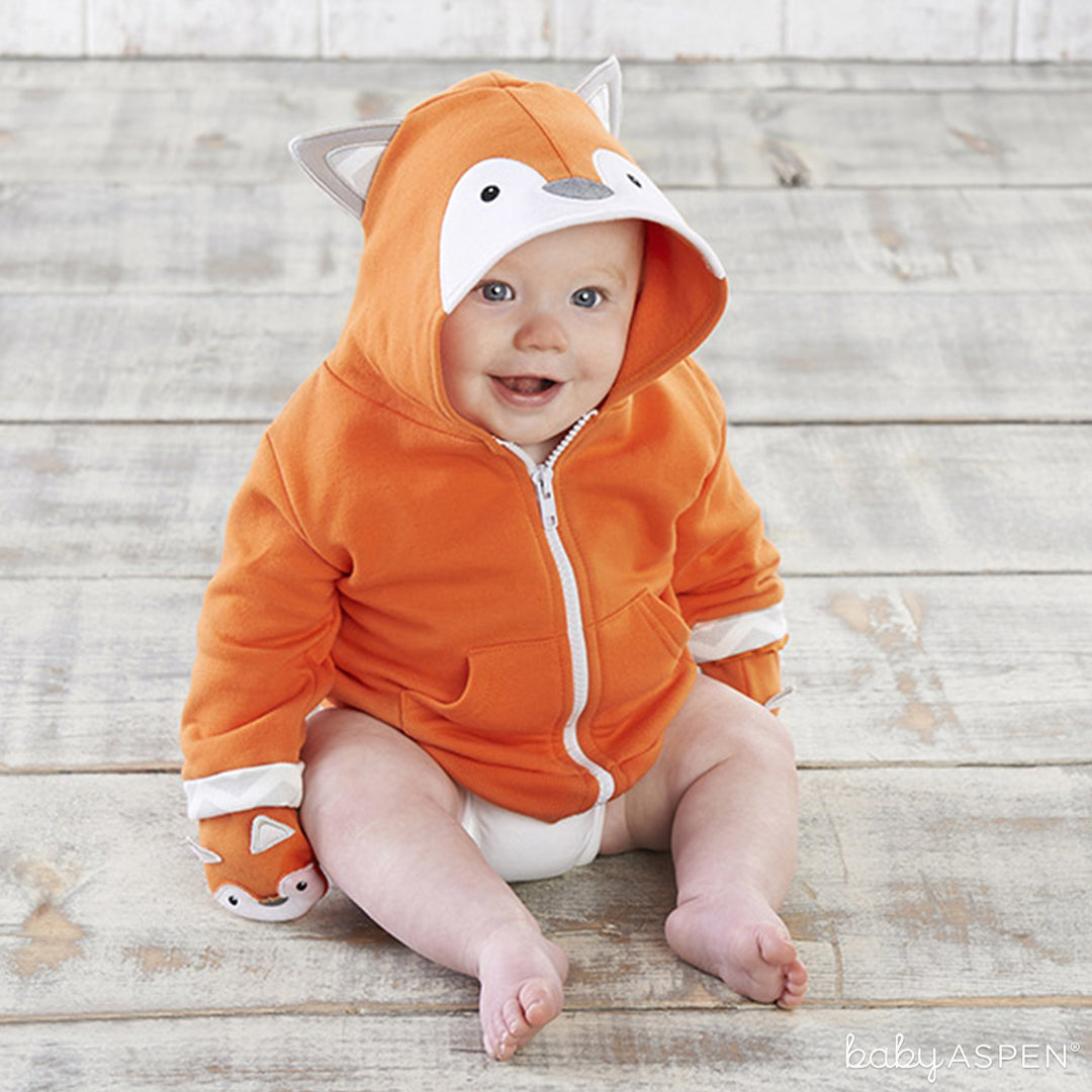 Orange Fox Happy Hoodie and Mittens | Baby Aspen | Best Gifts for a Winter Baby Shower