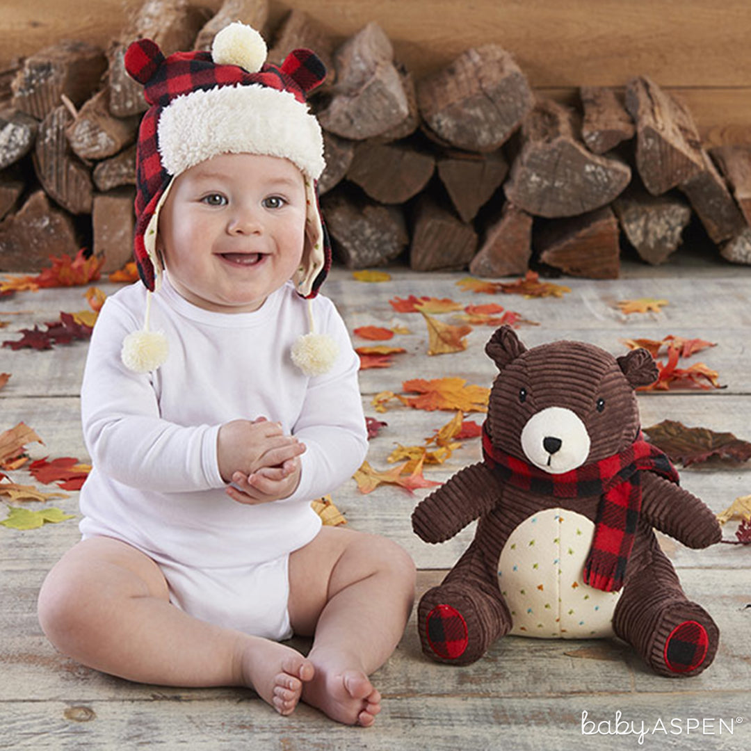 Pierre the Bear Plush Plus Hat for Baby| Baby Aspen | Best Gifts for a Winter Baby Shower