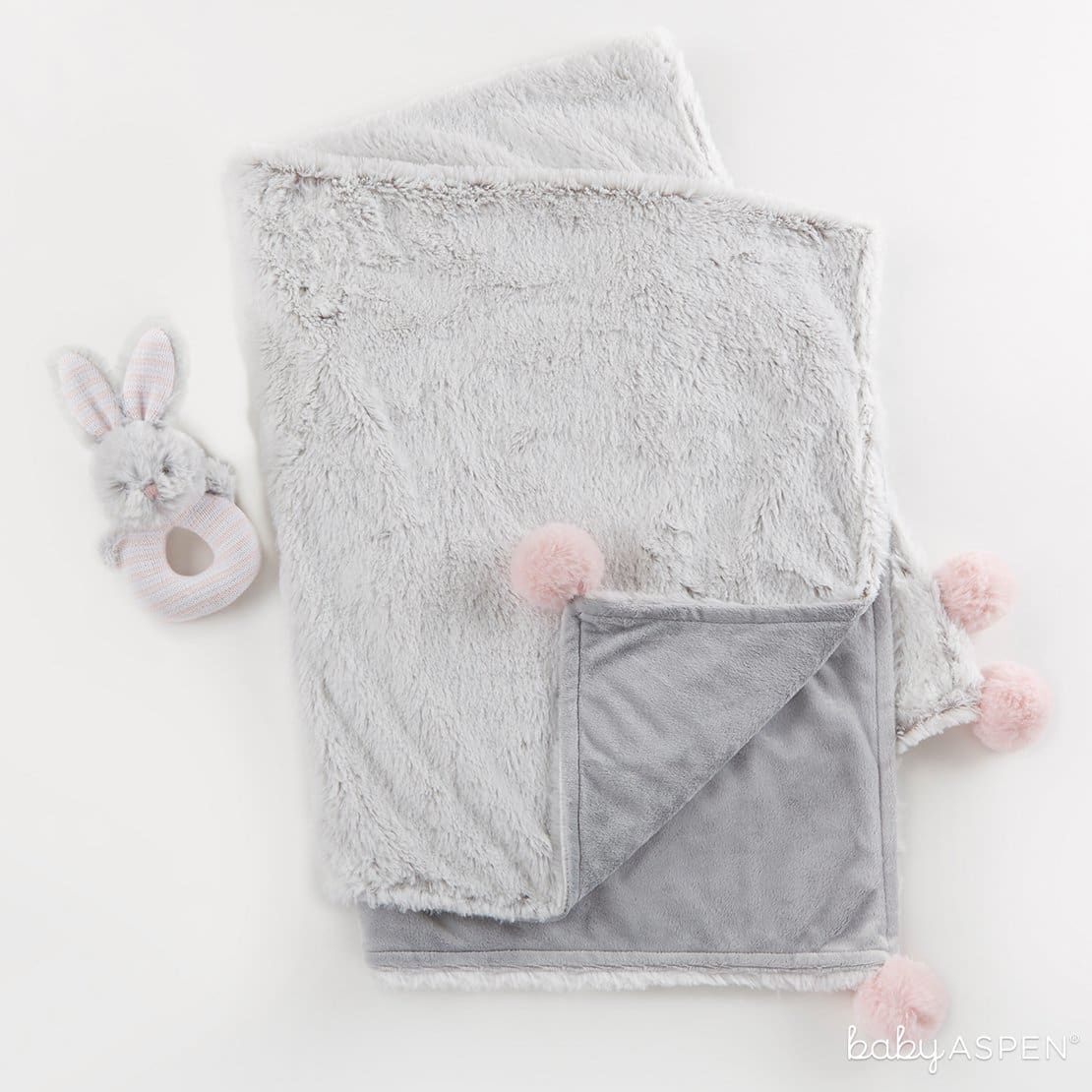 Luxury Baby Blanket & Rattle Set Pink