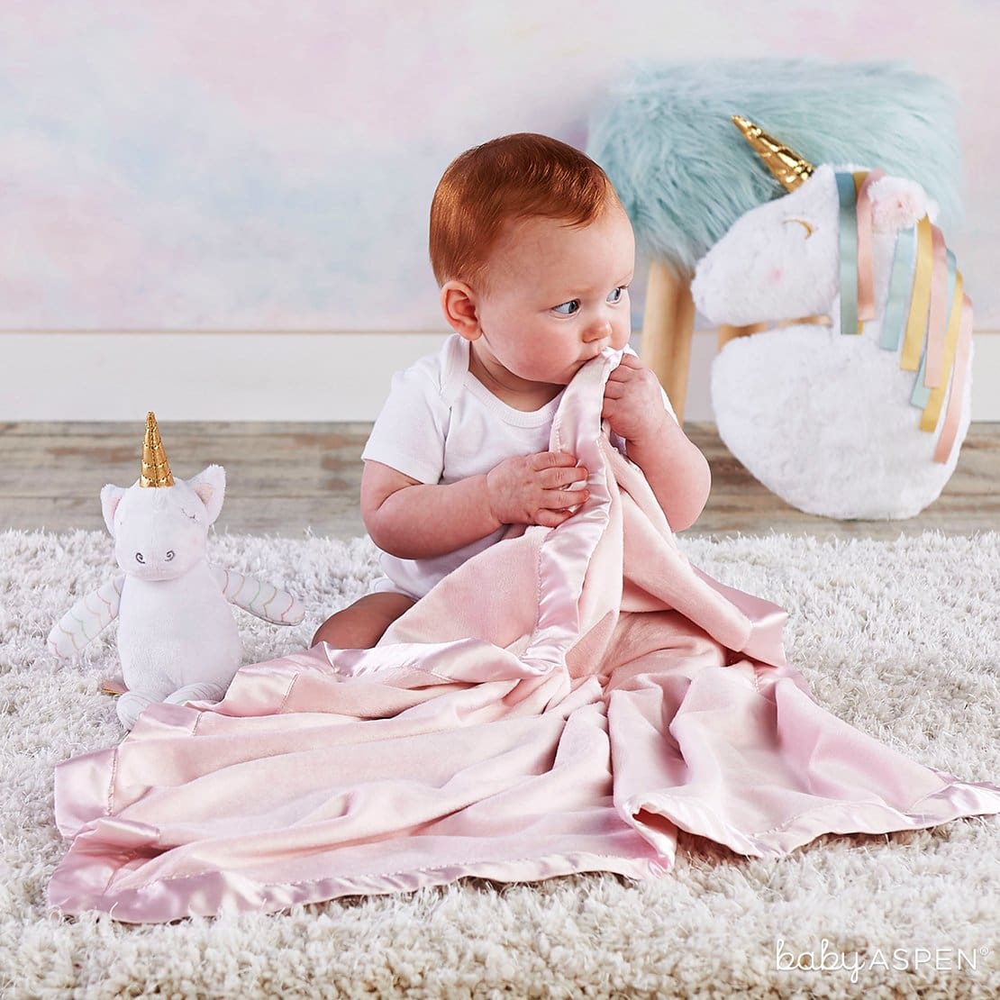 Unicorn Plush Plus Blanket for Baby