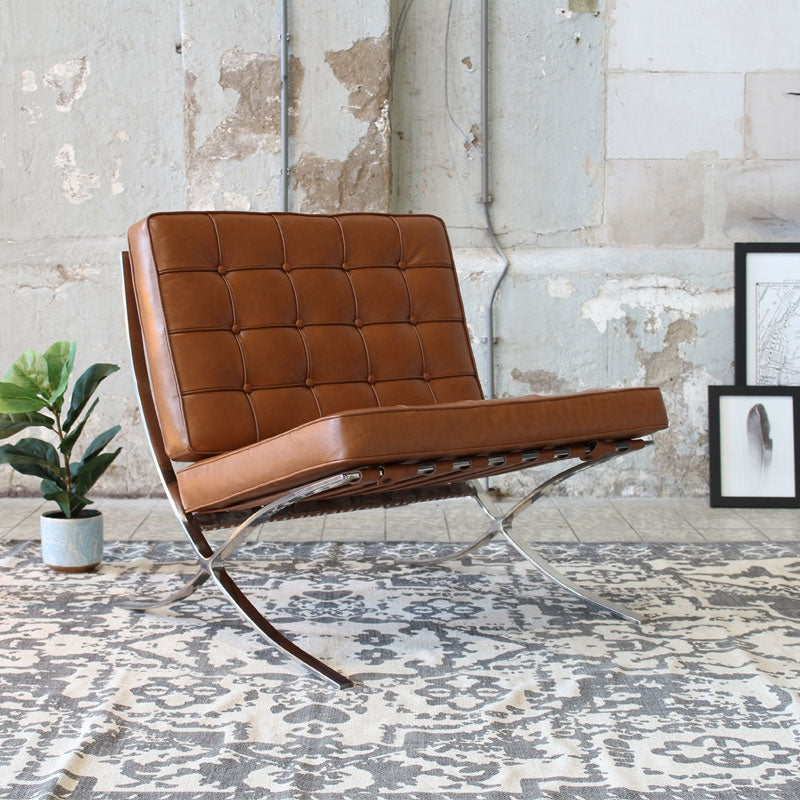 Barcelona Chair Cognac Mies Van Der Rohe Furnpact