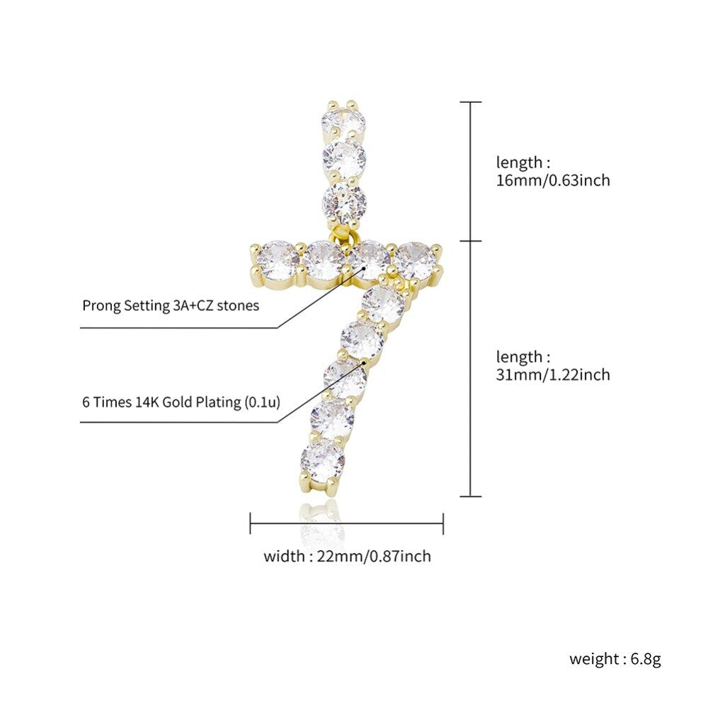 Bubble Letter Iced Out Cross Pendant Necklace for Men Prong Setting Bling  Charms Real Gold Plated Hip Hop Jewelry