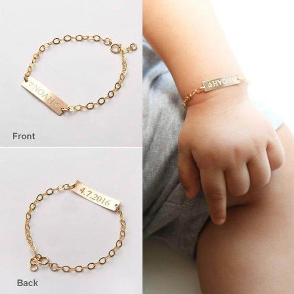 Custom Baby Name Bracelet - Adjustable Baby ID Bracelets Gifs for Girl and Boy, Gold / 1-2Year 5 - 5.5inch